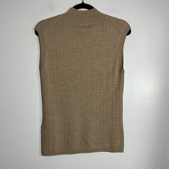 BANANA REPUBLIC Nezha Merino Wool Sleeveless Sweater Medium Beige Brown NEW Work - Picture 4 of 9